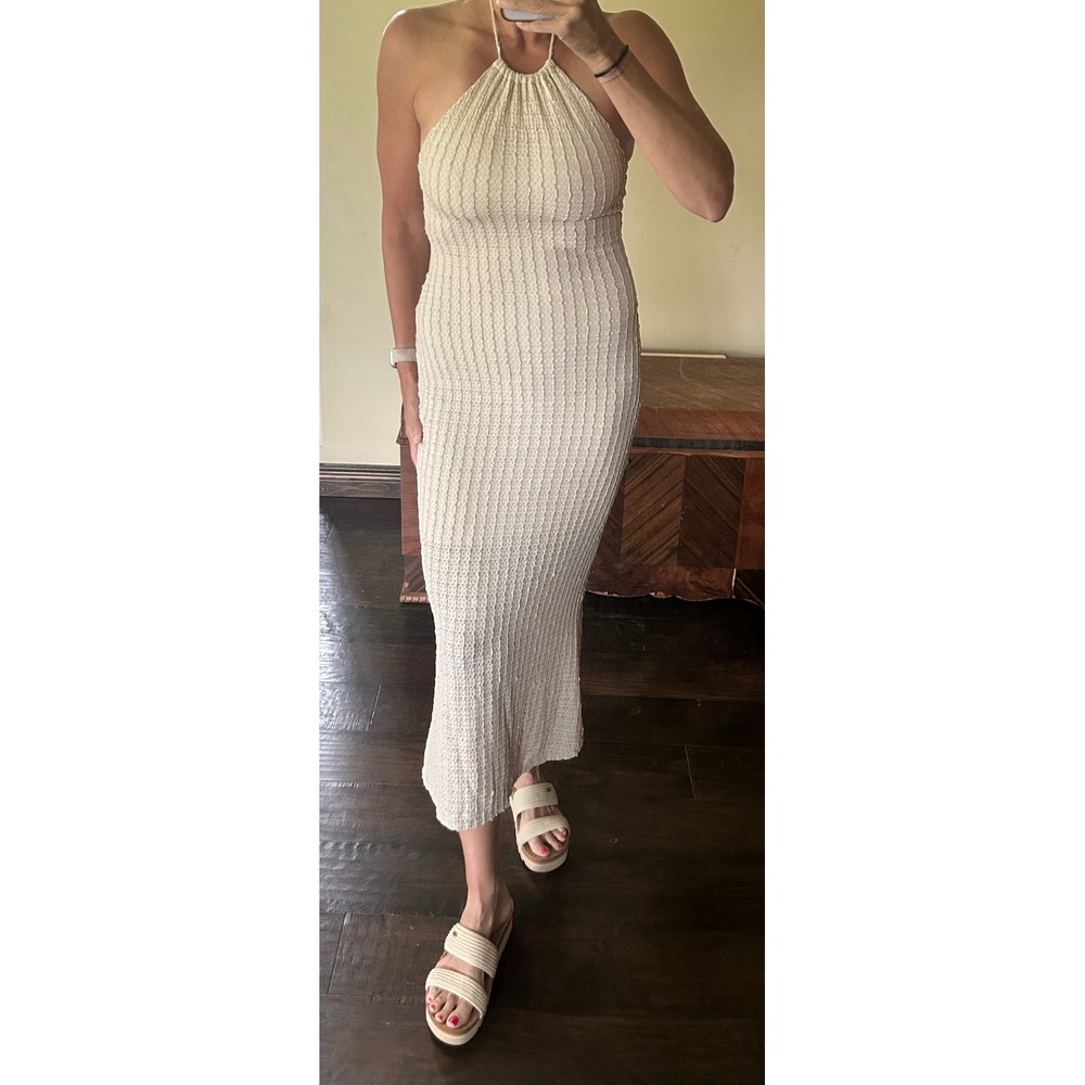 Jessica Simpson Boho Beach Bodycon Halter Dress Large NWT